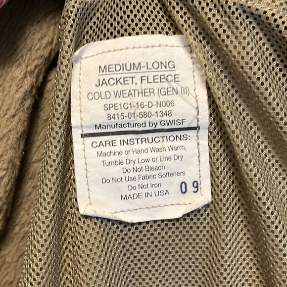 US Army/US Air Force Cold Weather Fleece Jacket, Size: Men’s Medium Long - Picture 3 of 9